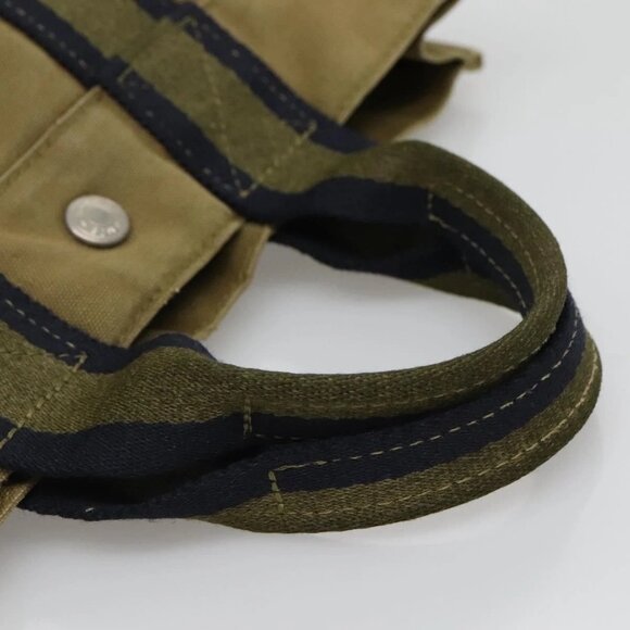 HERMES Fourre Tout PM Hand Bag Canvas Green Gray Auth - Picture 8 of 16